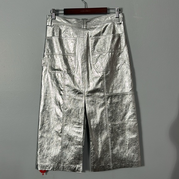 A.L.C.Alden Vegan Leather Midi Pencil Skirt Silver Metallic size 6 - Picture 9 of 17
